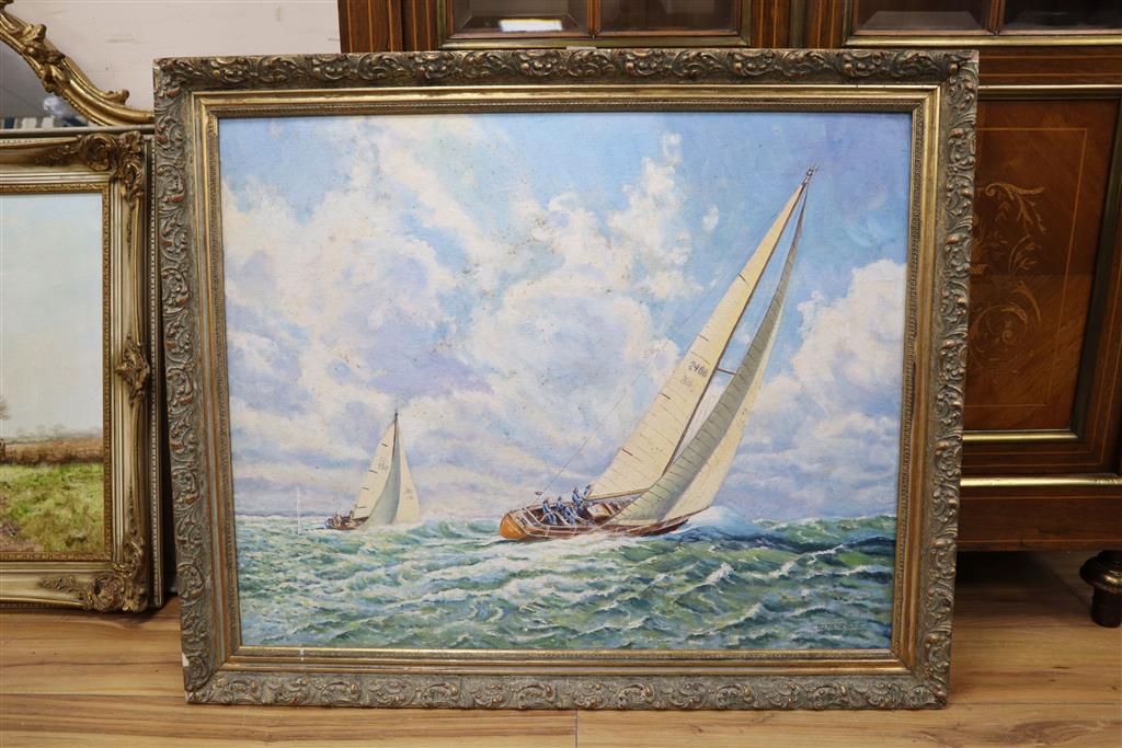 W. Bennett Yacht racing 60 x 75cm